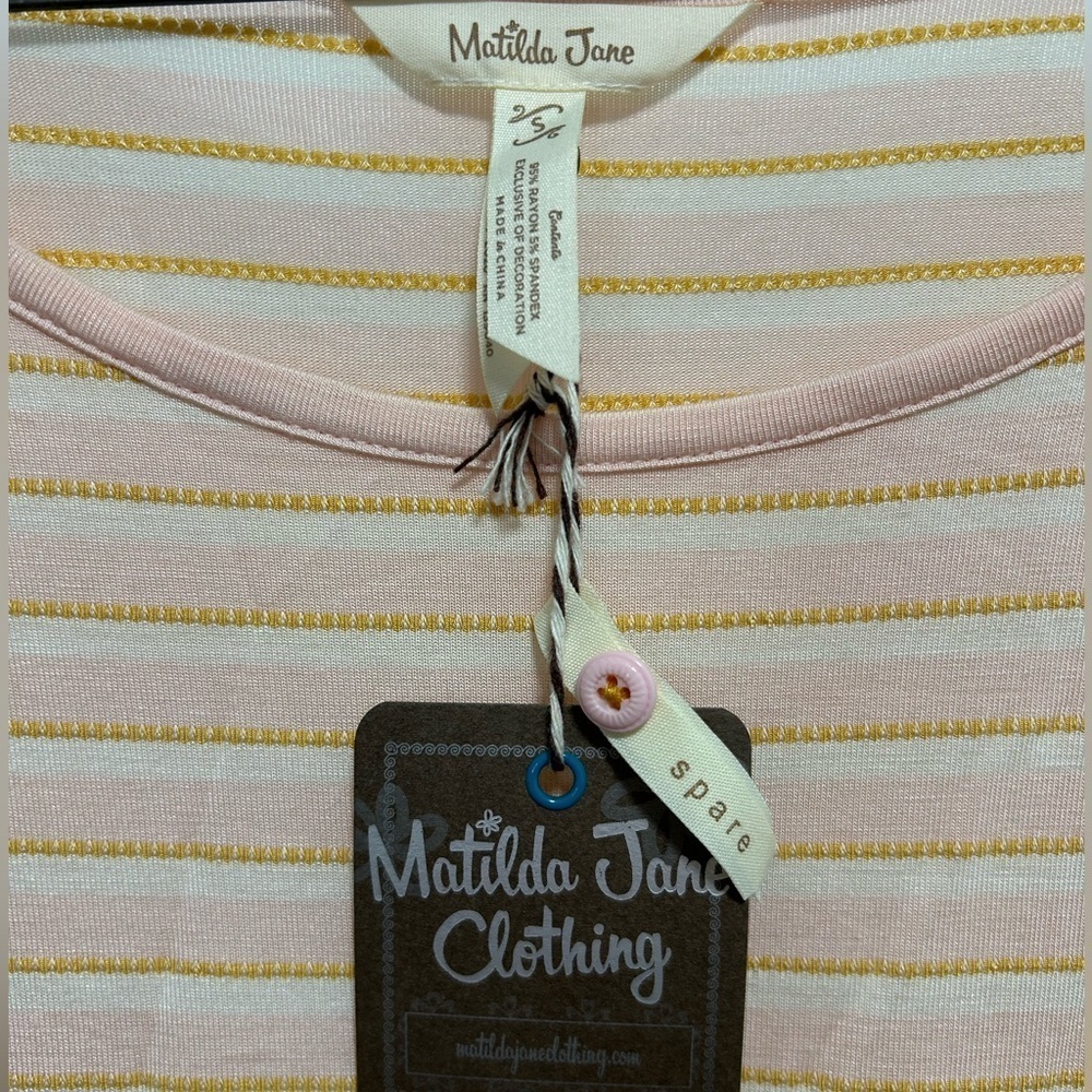 Matilda Jane Peach Striped Ruffle Blouse - Picture 4 of 5